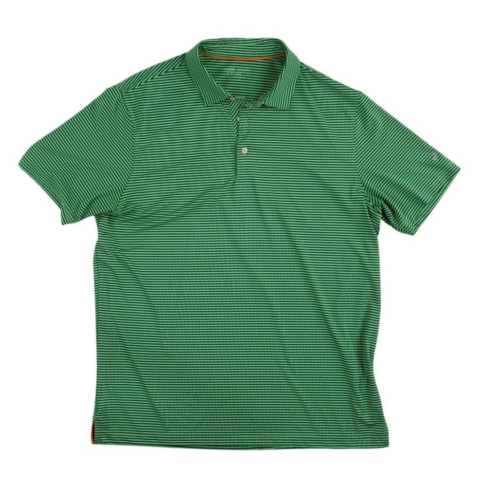 Michel Rouen Polo Shirt Men's Size Large‎ Green Striped Performance Golf
